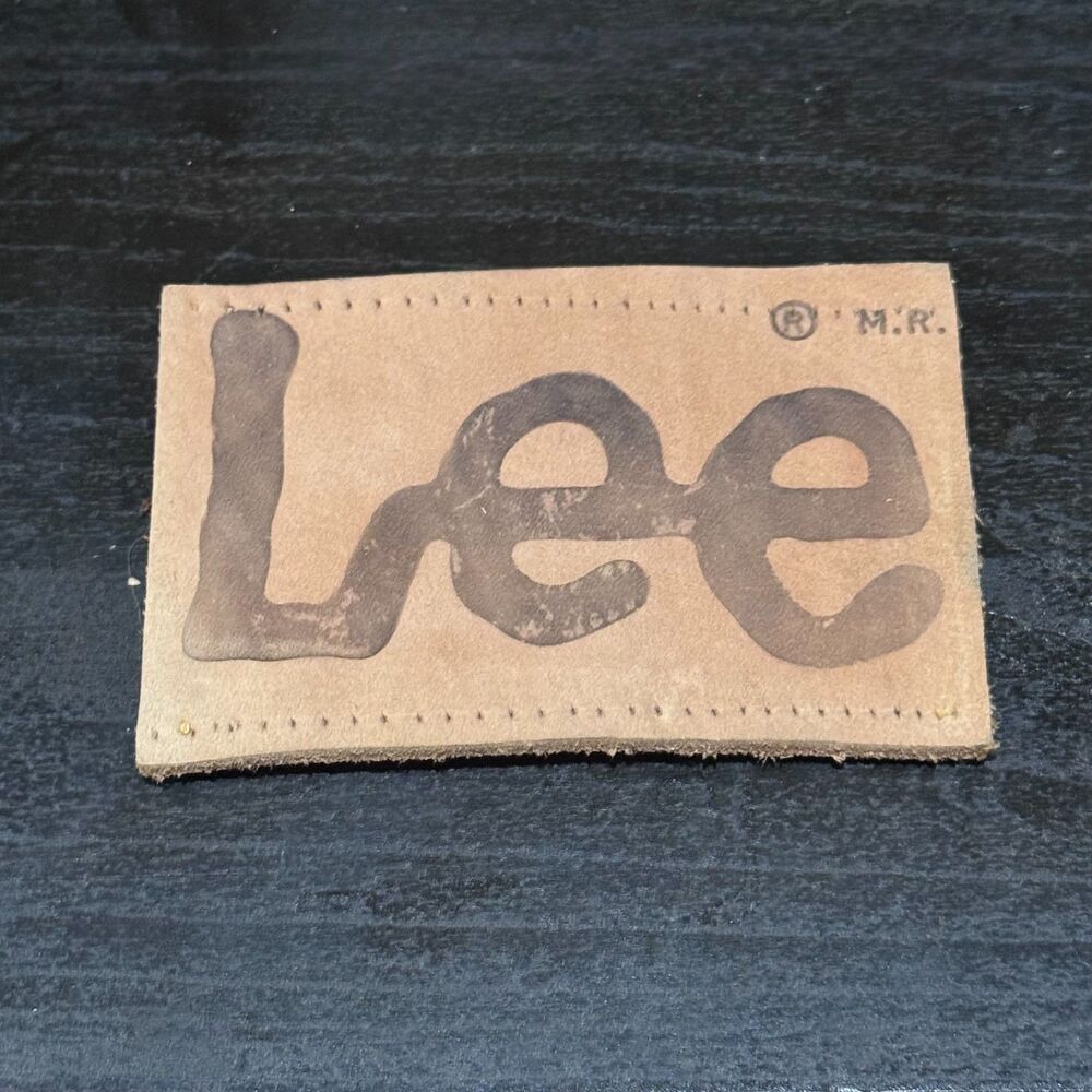 Vintage 1980s Lee Jeans Leather Patch Sew On Salvaged Denim Label Upcycle Craft